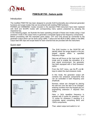 PSM/SLM1700 - feature guide