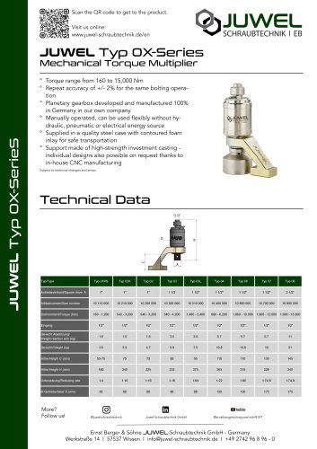 Manual torque multiplier - Type 0X-Series