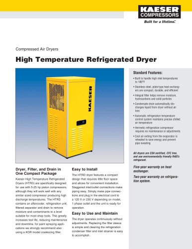 High Temperature Refrigerated Dryers