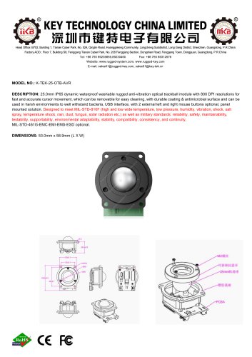 25mm Optical Trackball K-TEK-25-OTB-AVR