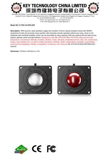 34mm Optical Trackball K-TEK-34-OTB-AVR
