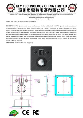 38mm Optical Trackball K-TEK-B116-38-OTB-AVR-RM-BT-DWP