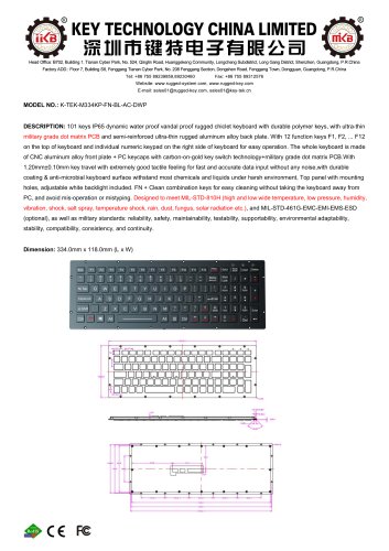 Dot Matrix Keyboard K-TEK-M334KP-FN-BL-AC-DWP