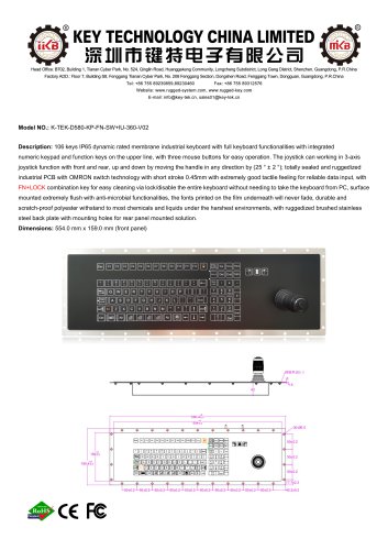 Industrial Membrane Keyboard K-TEK-D580-KP-FN-SW+IU-360-V02