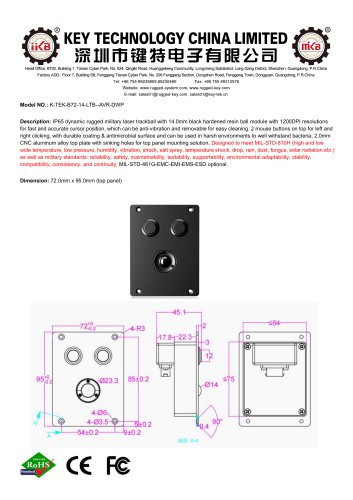 Laser Trackball K-TEK-B72-14-LTB--AVR-DWP