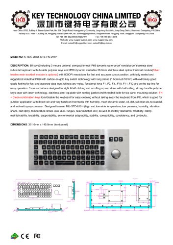 Marine Keyboard K-TEK-M361-OTB-FN-DWP