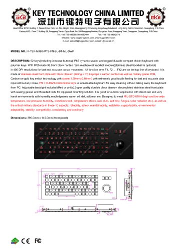 Marine Keyboard K-TEK-M390-MTB-FN-BL-BT-ML-DWP