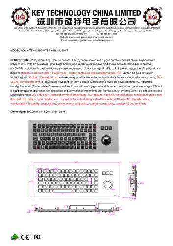 Marine Keyboard K-TEK-M390-MTB-FN-BL-ML-DWP