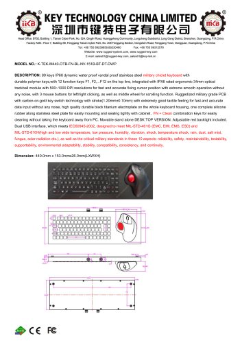Marine Keyboard K-TEK-M440-OTB-FN-BL-NV-151B-BT-DT-DWP