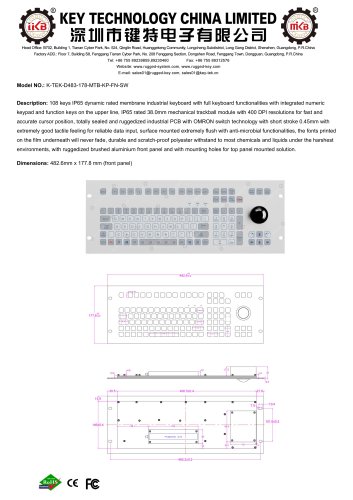 Medical Membrane Keyboard K-TEK-D483-178-MTB-KP-FN-SW