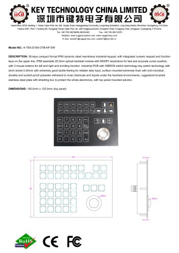 Membrane Keypad K-TEK-D185-OTB-KP-SW data sheet