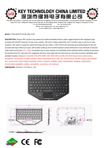 Military keyboard K-TEK-M232TP-FN-BL-ANA-151B