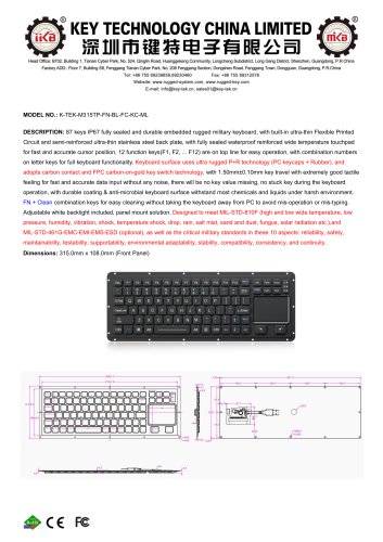 Military Keyboard K-TEK-M315TP-FN-BL-FC-KC-ML