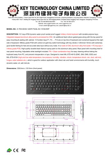 Military Keyboard K-TEK-M338-122KP-FN-BL-NV-151B-DWP