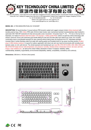 Military Keyboard K-TEK-M390-MTB-FN-BL-NV-151B-DWP