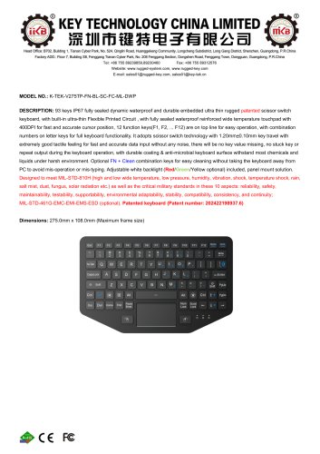 Military Keyboard K-TEK-V275TP-FN-BL-SC-FC-ML-DWP