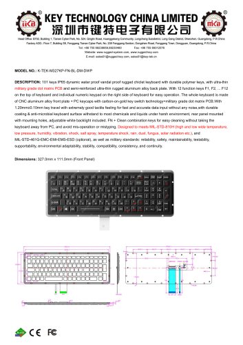 RUgged Chiclet Keyboard K-TEK-M327KP-FN-BL-DM-DWP