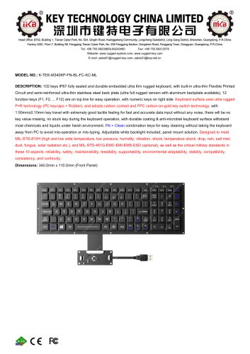 Rugged Keyboard K-TEK-M340KP-FN-BL-FC-KC-ML
