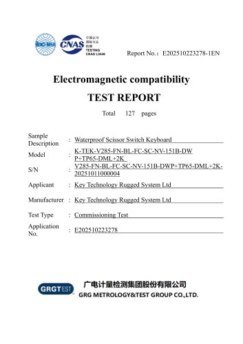 Scissor Switch Keyboard - GJB151B-2013 & MIL-STD-461G Test Report
