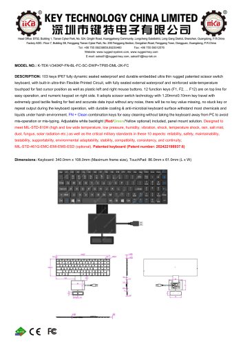 Scissor Switch Keyboard K-TEK-V340KP-FN-BL-FC-SC-DWP+TP85-DML-2K-FC