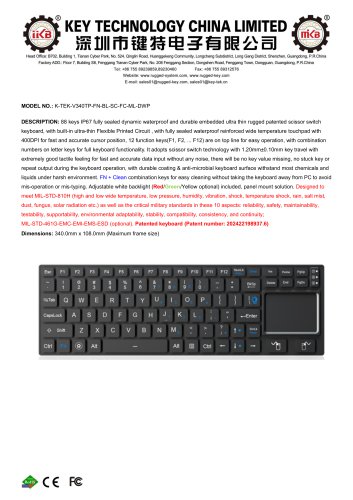 Scissor Switch Keyboard K-TEK-V340TP-FN-BL-SC-FC-ML-DWP