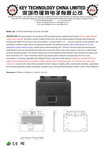 Scissors Switch Keyboard K-TEK-V318TP-FN-BL-FC-SC-ML-FDT-DWP