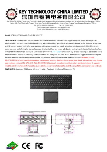 Silicone Rubber Keyboard K-TEK-K-TEK-M386KP-FN-BL-ML+M127TP