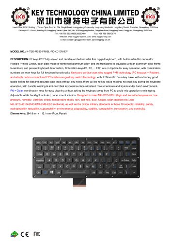 Ultra-thin keyboard K-TEK-M280-FN-BL-FC-KC-DM-EP
