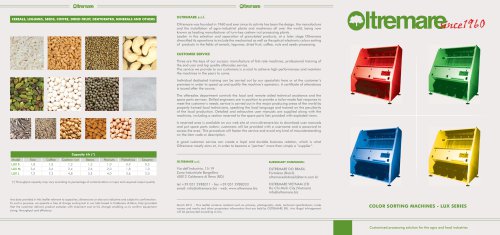 COLOR SORTING MACHINES - LUX SERIES