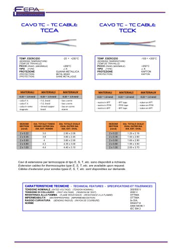 TCCA - TCCK CAVI COMPENSATI PER ALTE TEMPERATURE (fino a 350°C)