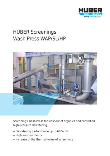 HUBER Screenings Wash Press WAP/SL/HP