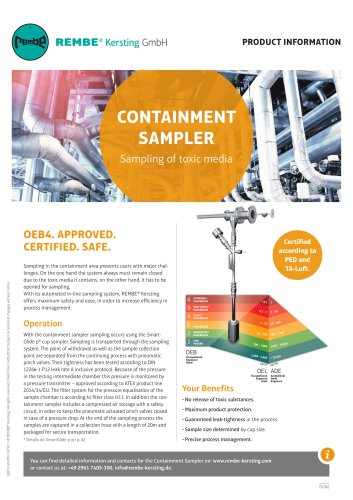 CONTAINMENT SAMPLER Sampling of toxic media