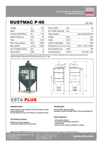 Datasheet DUSTMAC P-90