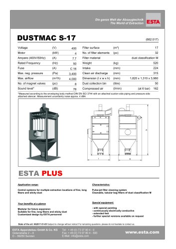 Datasheet DUSTMAC S-17