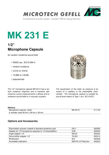 Microphone Capsule MK 231 E