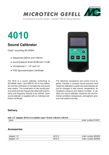 Sound Calibrator 4010  english