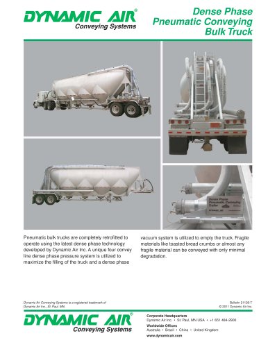 Dense Phase Pneumatic Conveying  Bulk Truck Bulletin 21126 -T