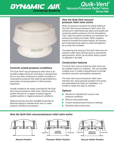 Quik-Vent?  Vacuum/Pressure Relief Valve Series 684