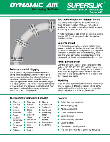 SUPERSLIK Abrasion Resistant  Tubing Bend  Series 442