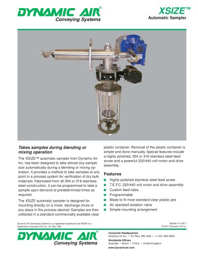 XSIZE Automatic Sampler Bulletin 21130 -T
