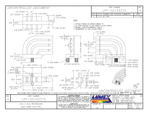 LPF-S014331S TransBrite Light Pipes