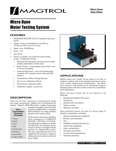 Micro Dyne Motor Testing System