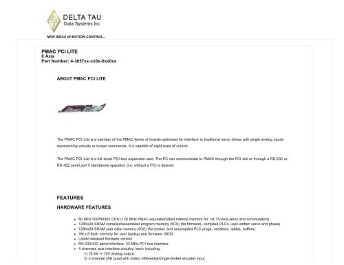 PMAC PCI LITE 8 Axis