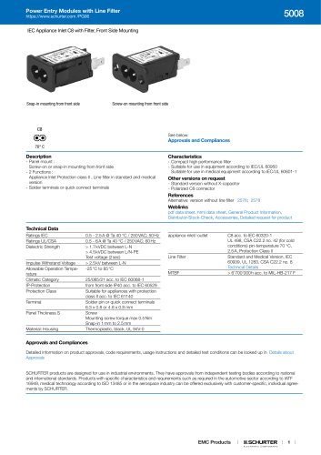 Power Entry Modules with Line Filter 5008