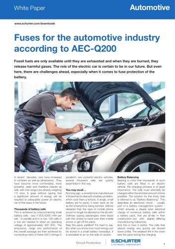 White Paper fuses for the automotive industry according to AEC-Q200