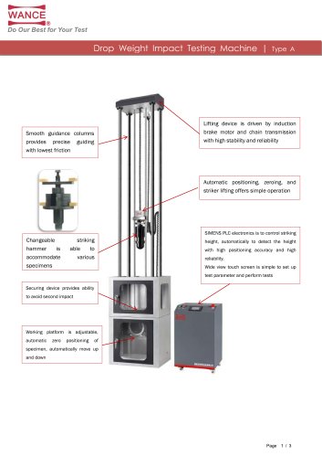 Drop impact tester for plastic pipe 300J