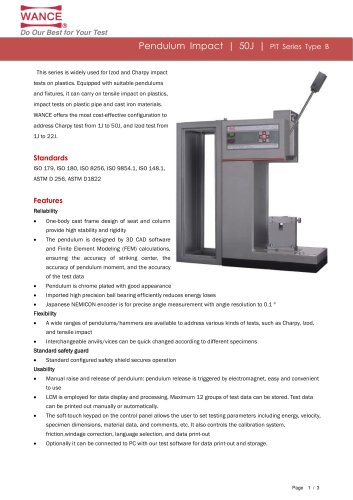 Pendulum impact tester for plastics (type B)