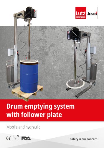 Drum emptying system with follower plate