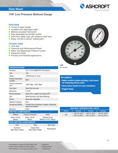 1187 Low Pressure Bellows Gauge