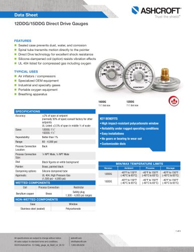 12DDG/15DDG Direct Drive Gauges
